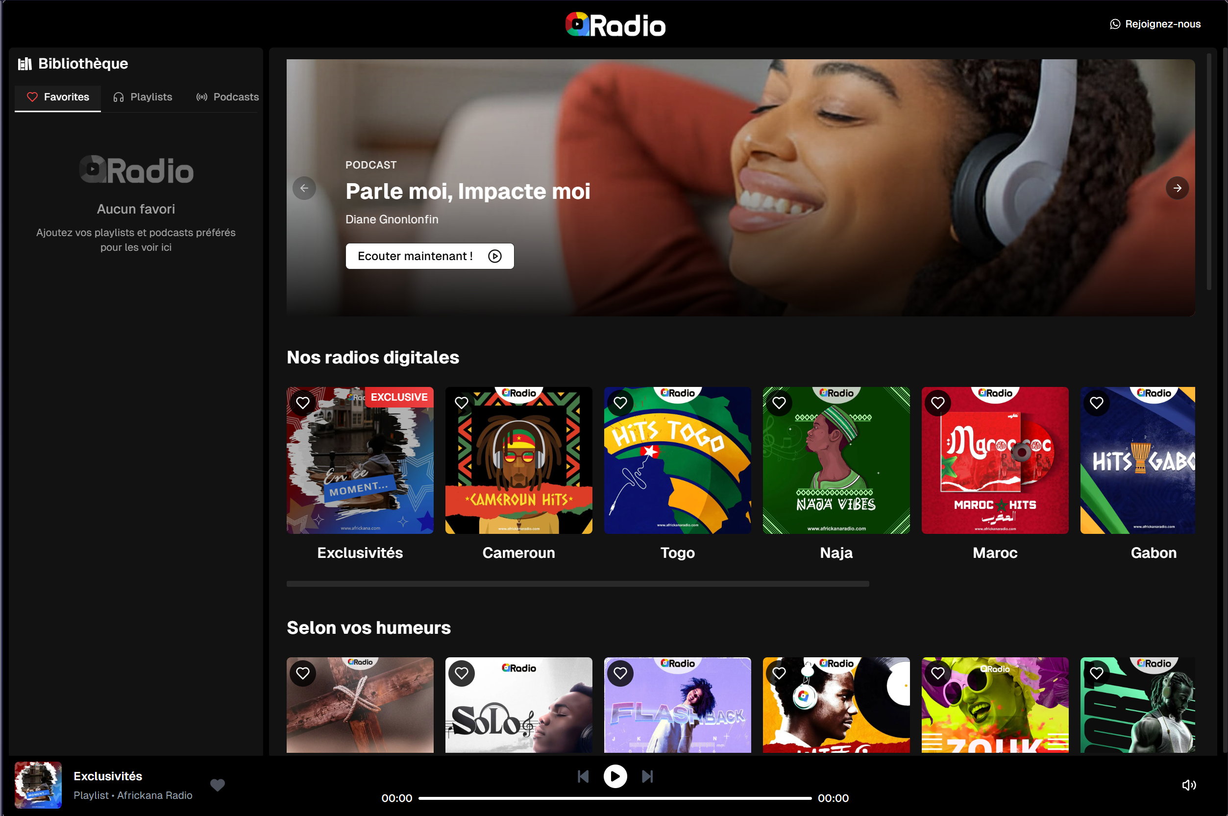 Listener dashboard with curated stations