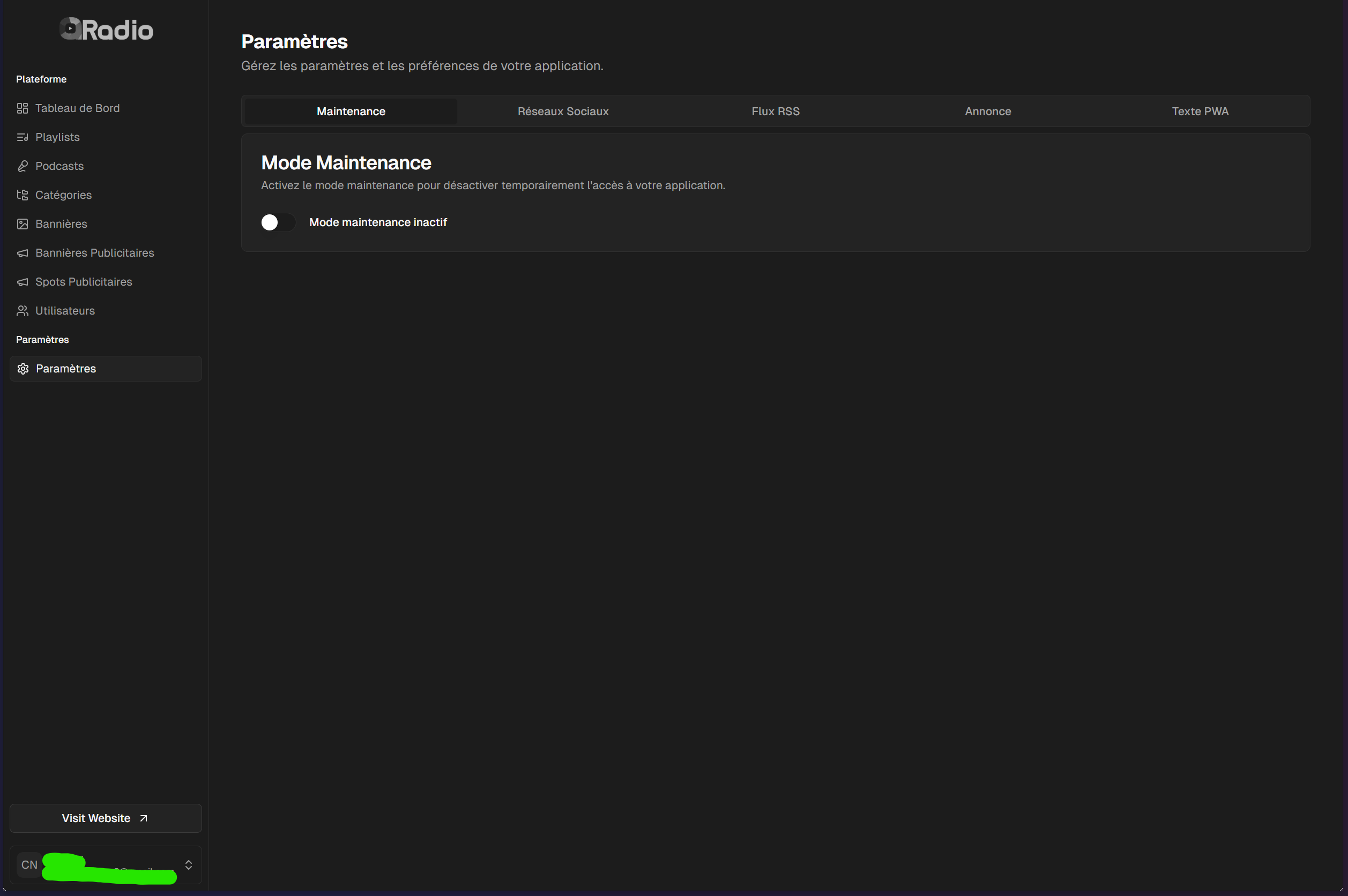 Operations settings console